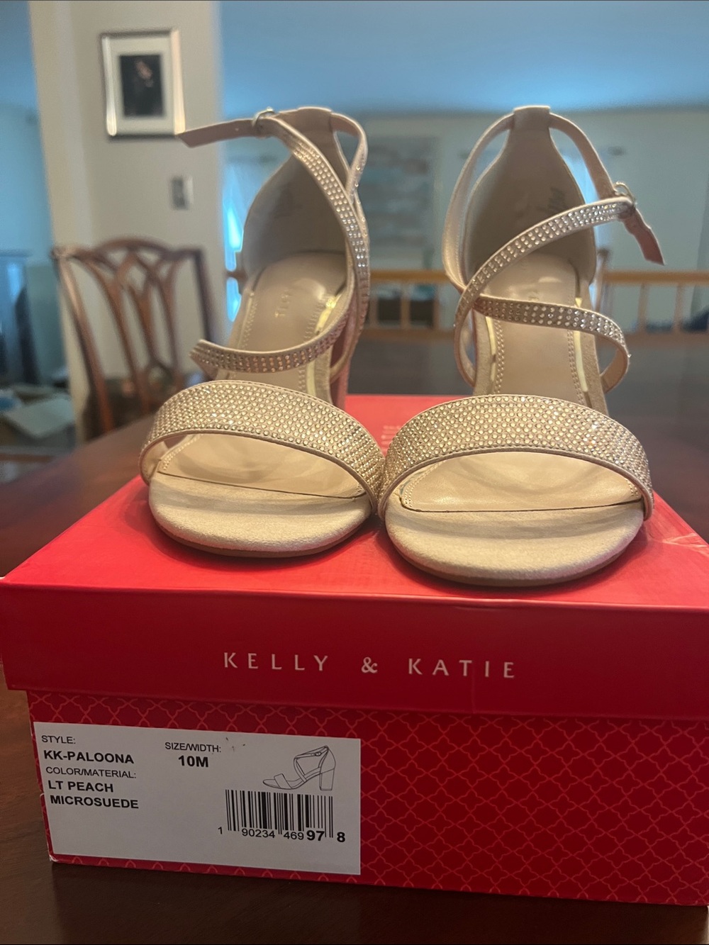 Kelly & Katie LT Peach Embellished Strappy Heels